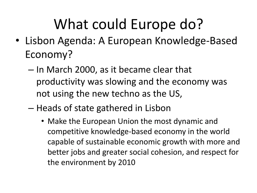 what could europe do lisbon agenda a european