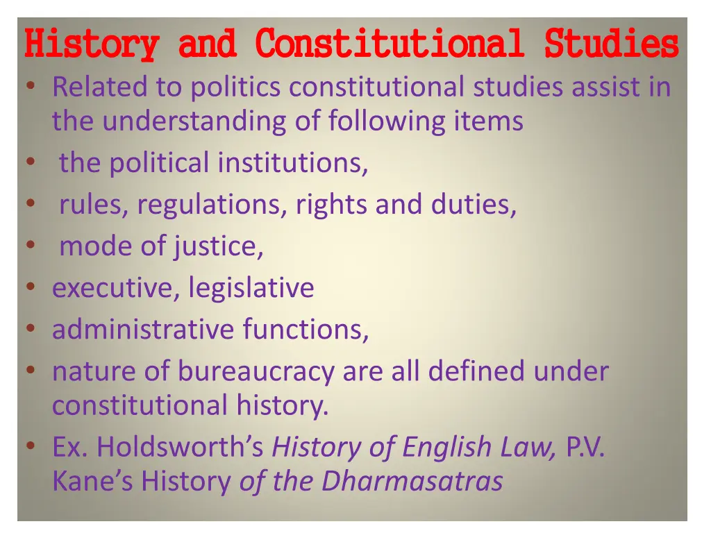 history and constitutional studies history