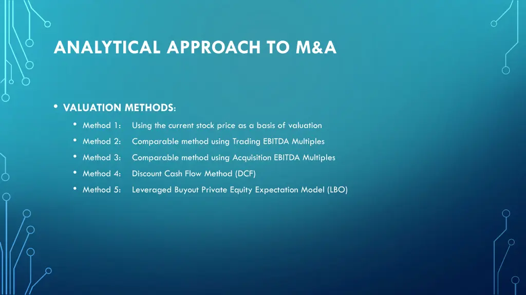 analytical approach to m a