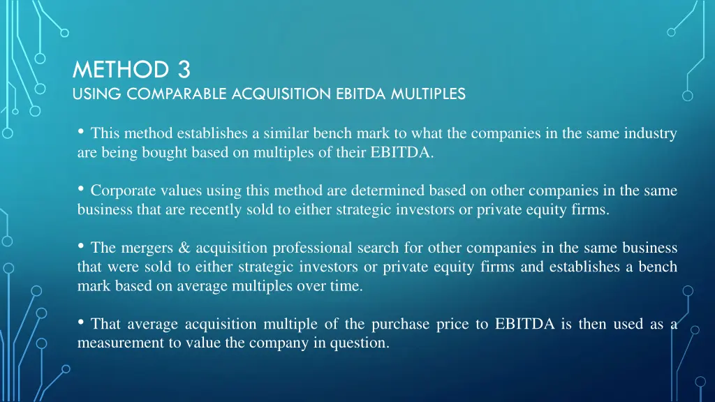method 3 using comparable acquisition ebitda