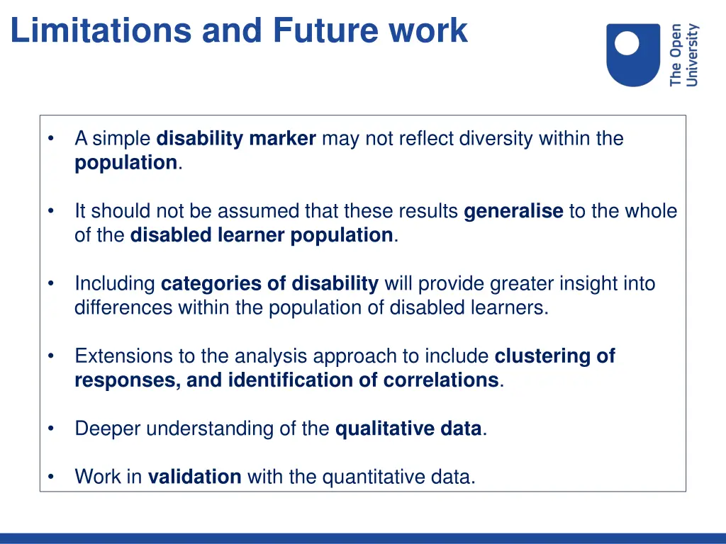 limitations and future work