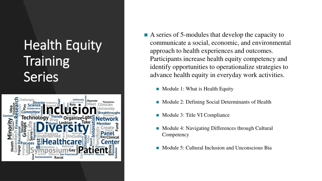 a series of 5 modules that develop the capacity