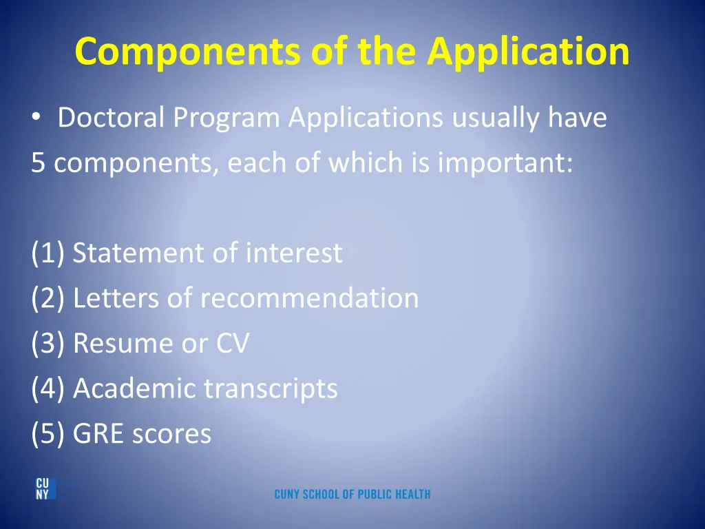 components of the application
