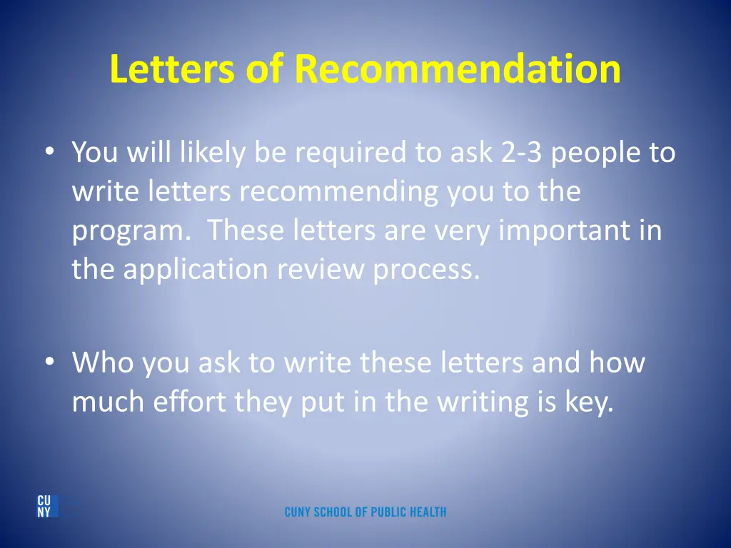letters of recommendation