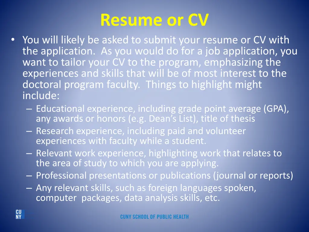 resume or cv
