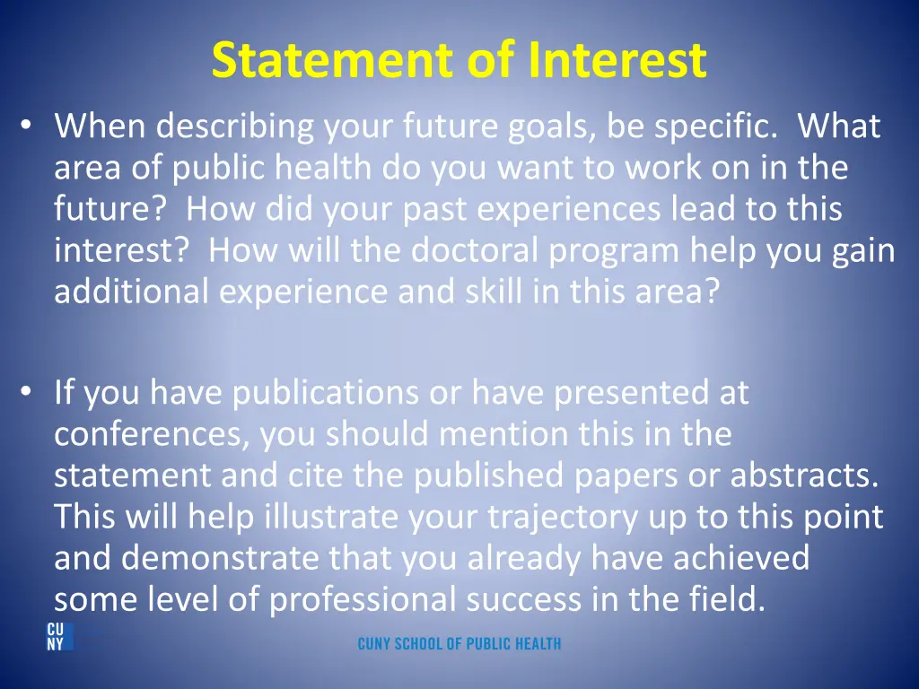 statement of interest when describing your future