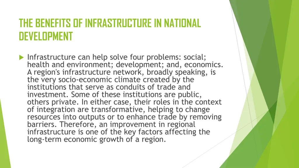 the benefits of infrastructure in national