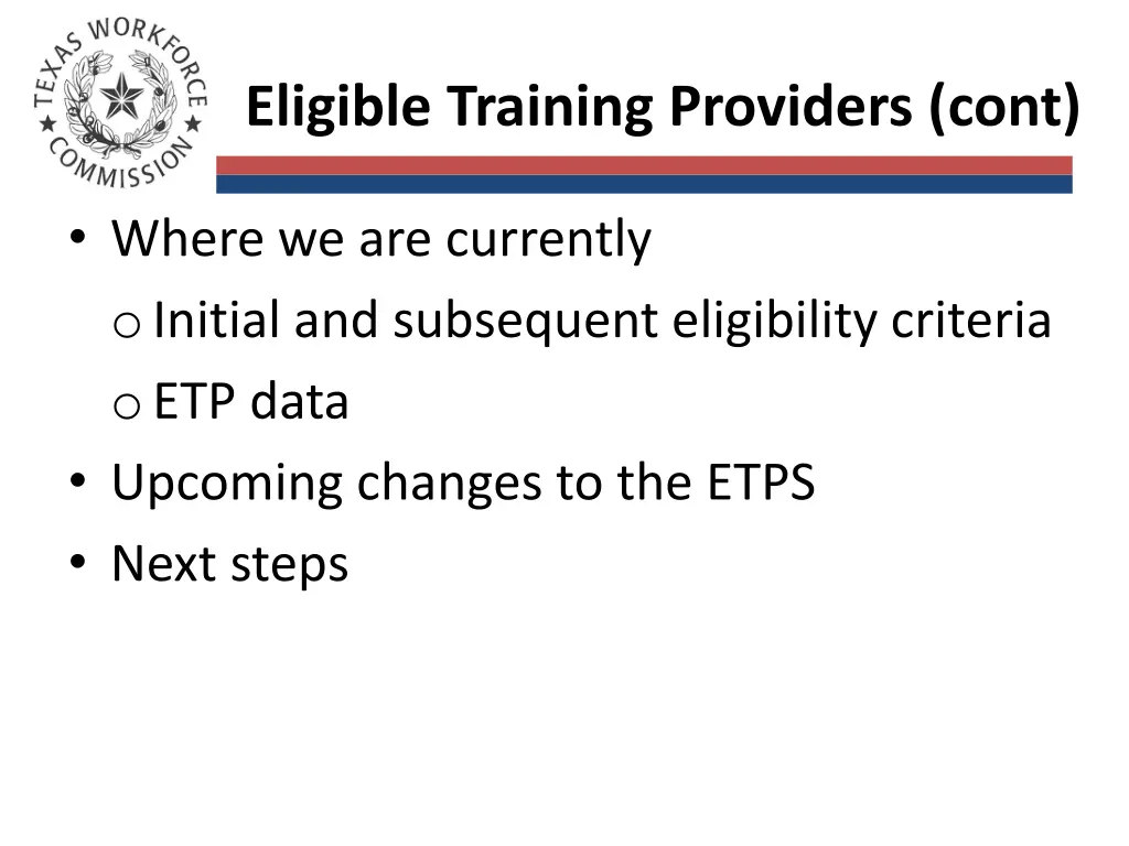 eligible training providers cont