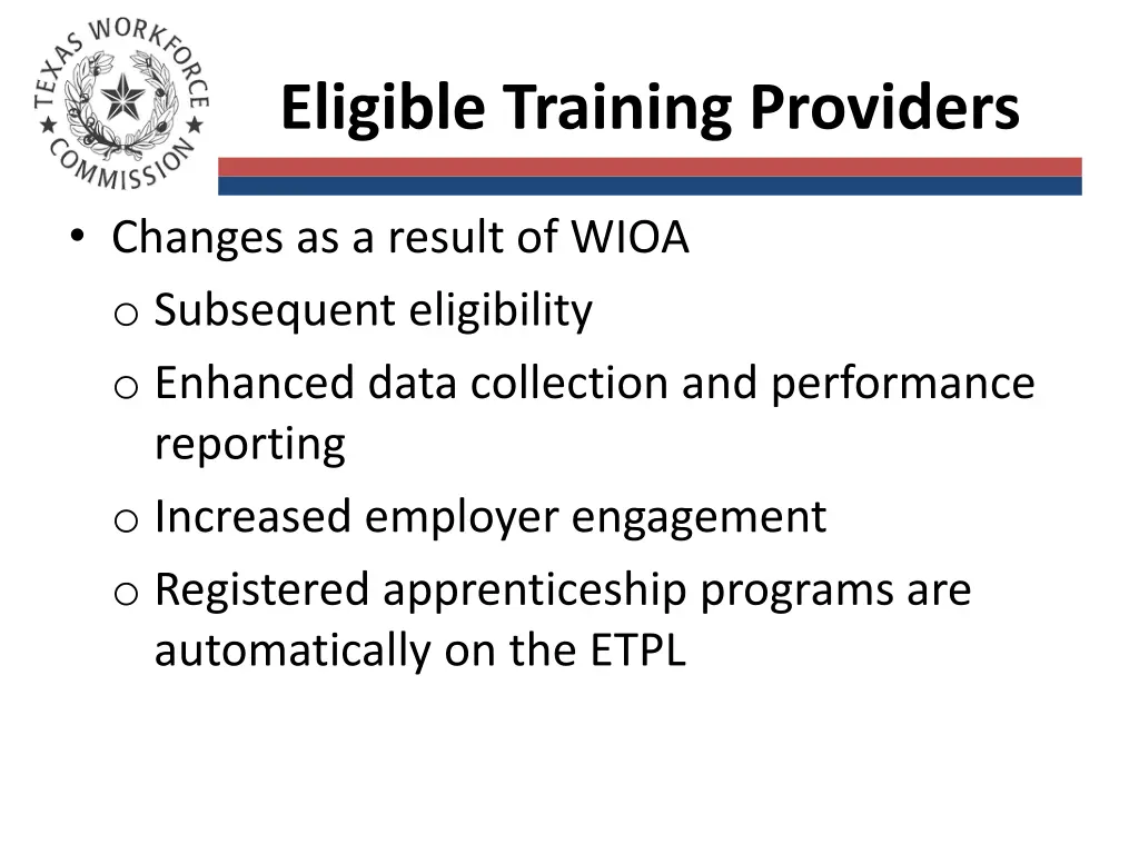 eligible training providers