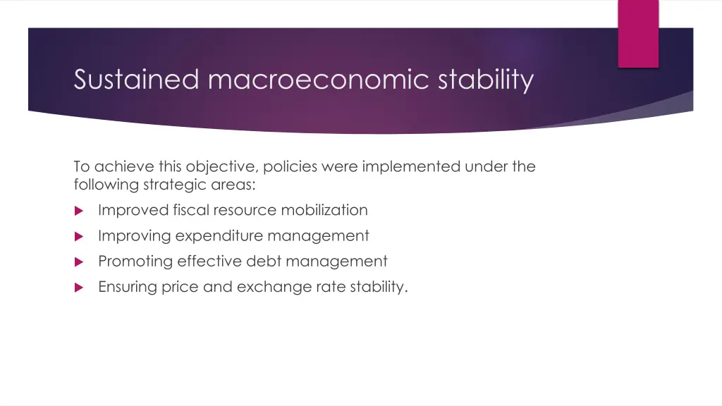 sustained macroeconomic stability
