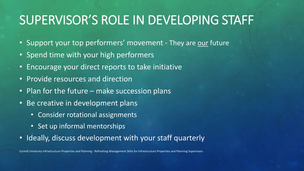 supervisor s role in developing supervisor s role