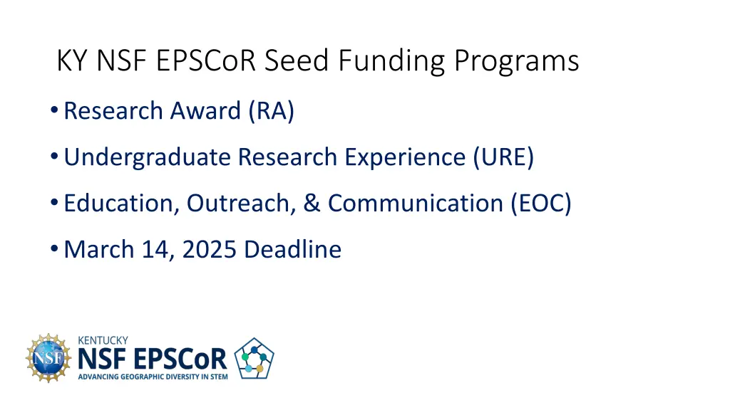 ky nsf epscor seed funding programs