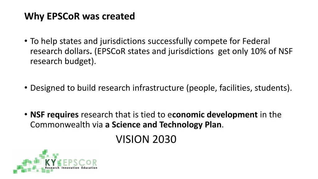 why epscor was created