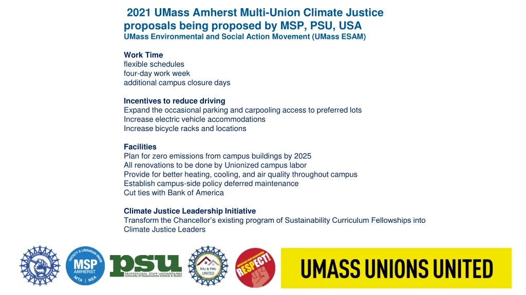 2021 umass amherst multi union climate justice