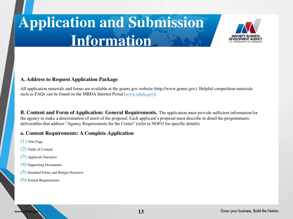 application and submission information
