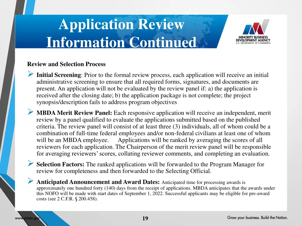 application review information continued