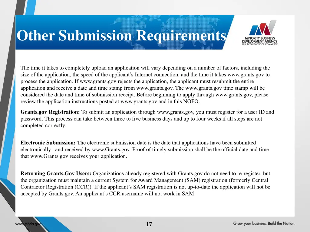 other submission requirements