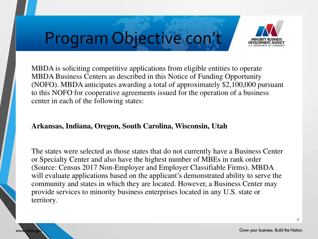 program objective con t