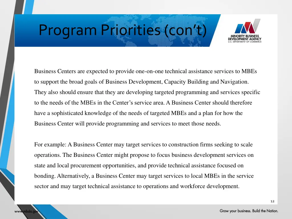 program priorities con t
