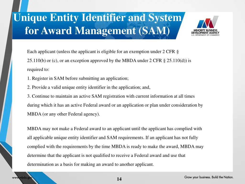 unique entity identifier and system for award