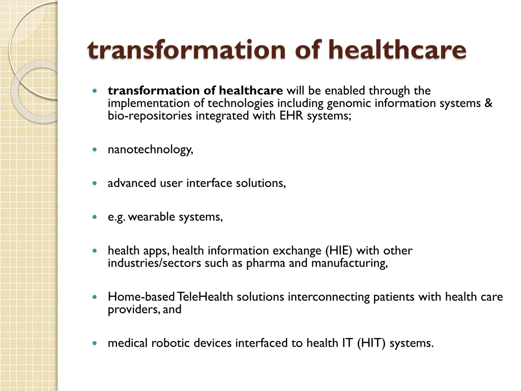 transformation of healthcare