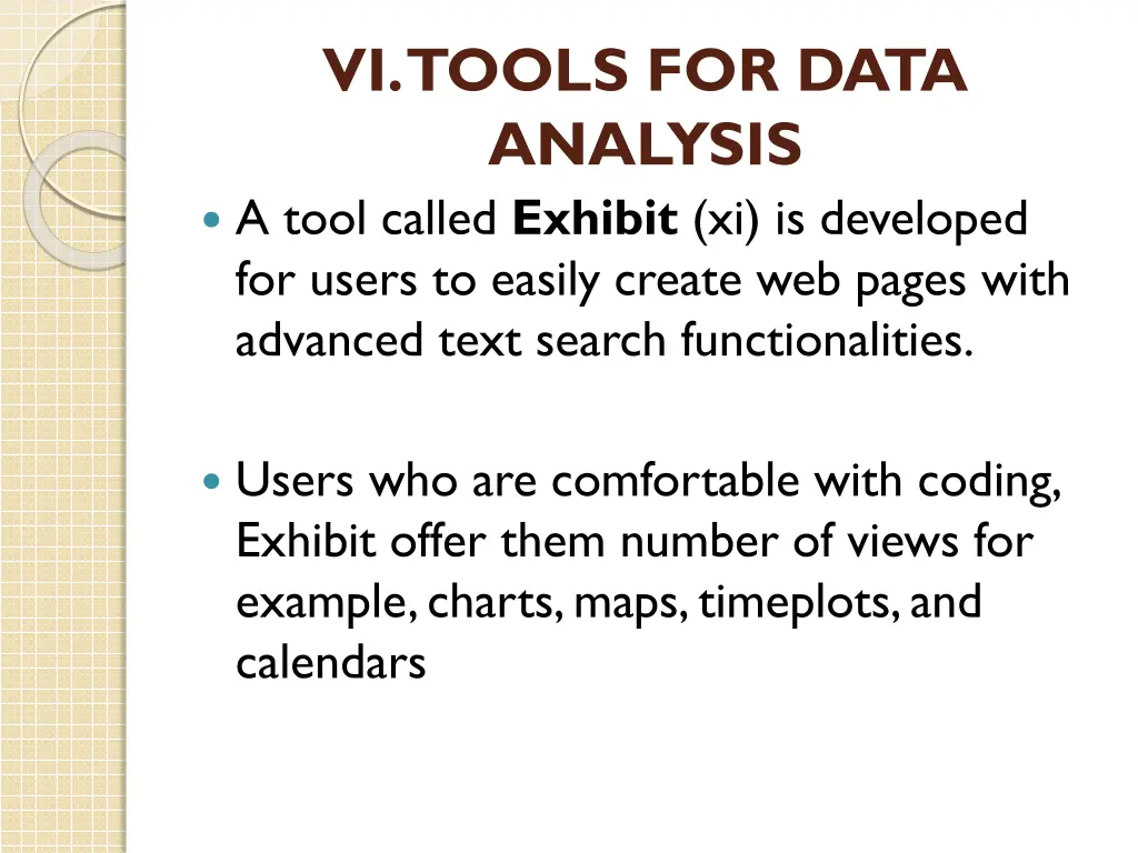 vi tools for data analysis a tool called exhibit