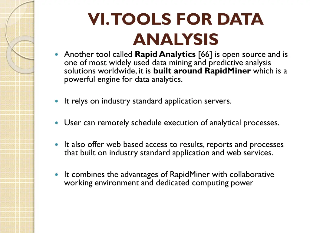 vi tools for data analysis another tool called