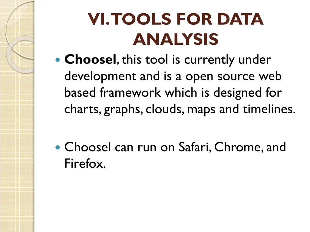 vi tools for data analysis choosel this tool