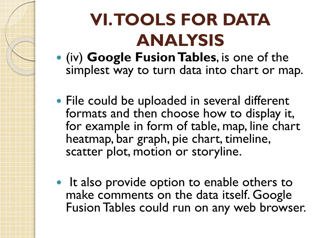 vi tools for data analysis iv google fusiontables