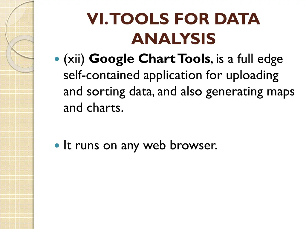 vi tools for data analysis xii google chart tools