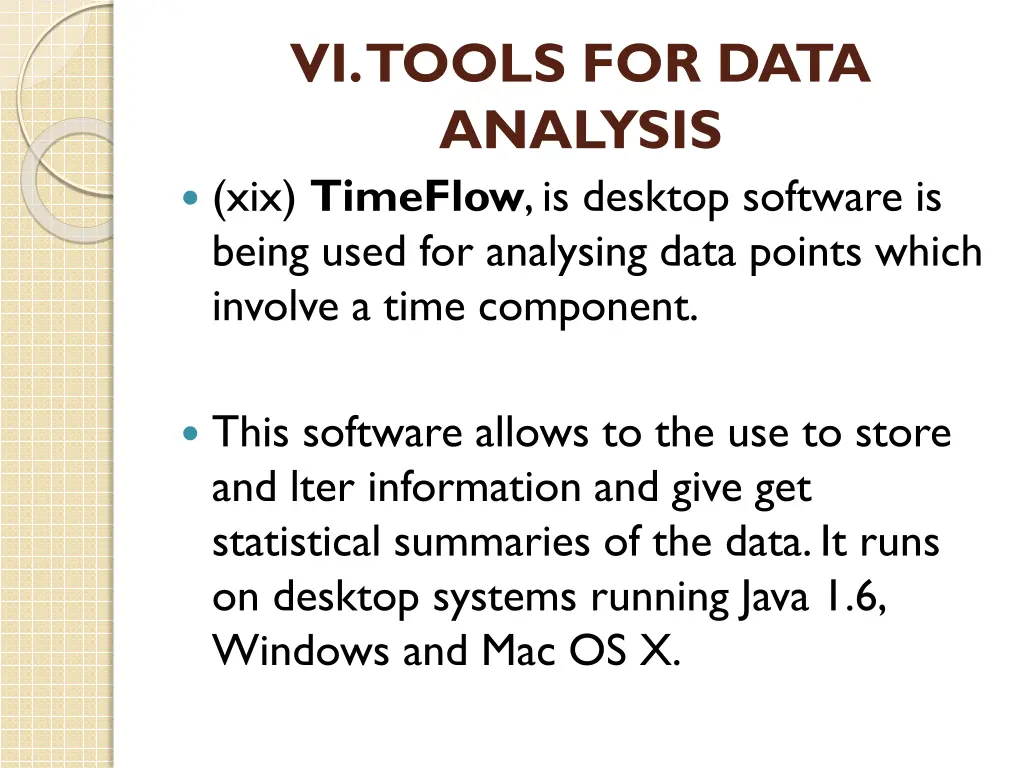 vi tools for data analysis xix timeflow