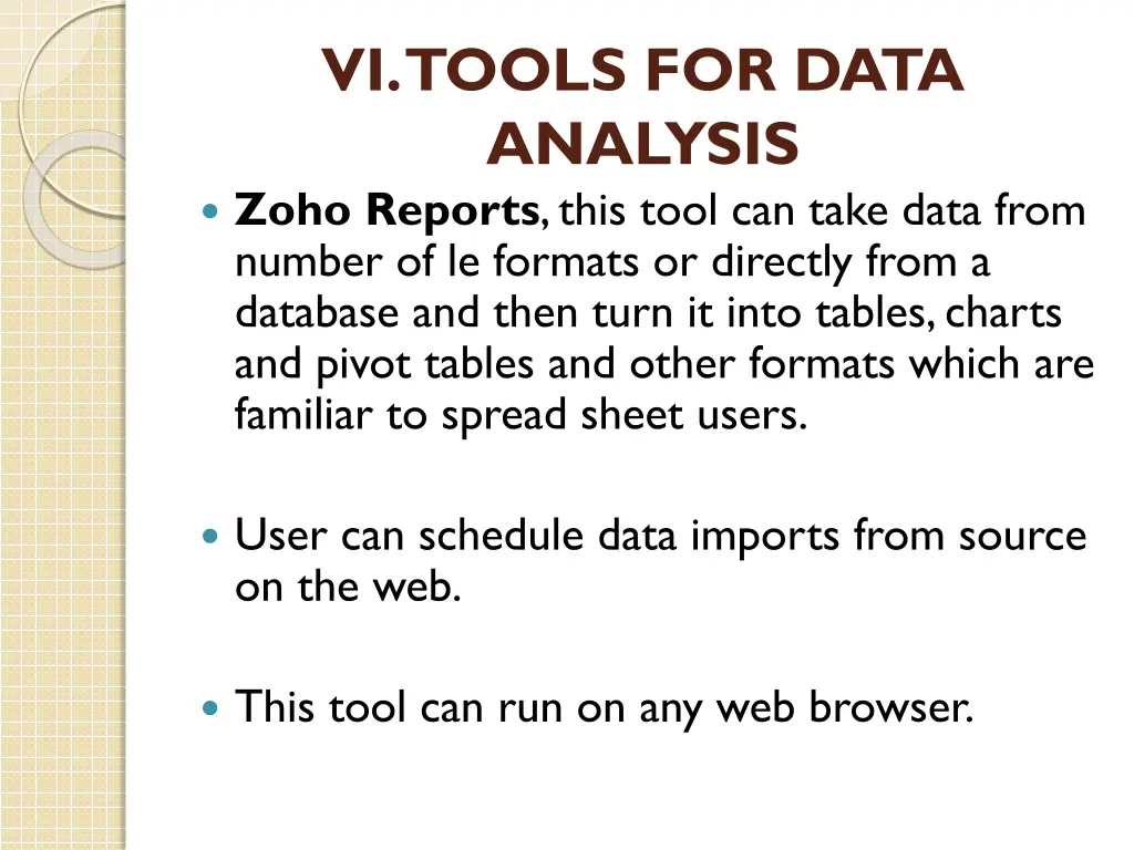 vi tools for data analysis zoho reports this tool
