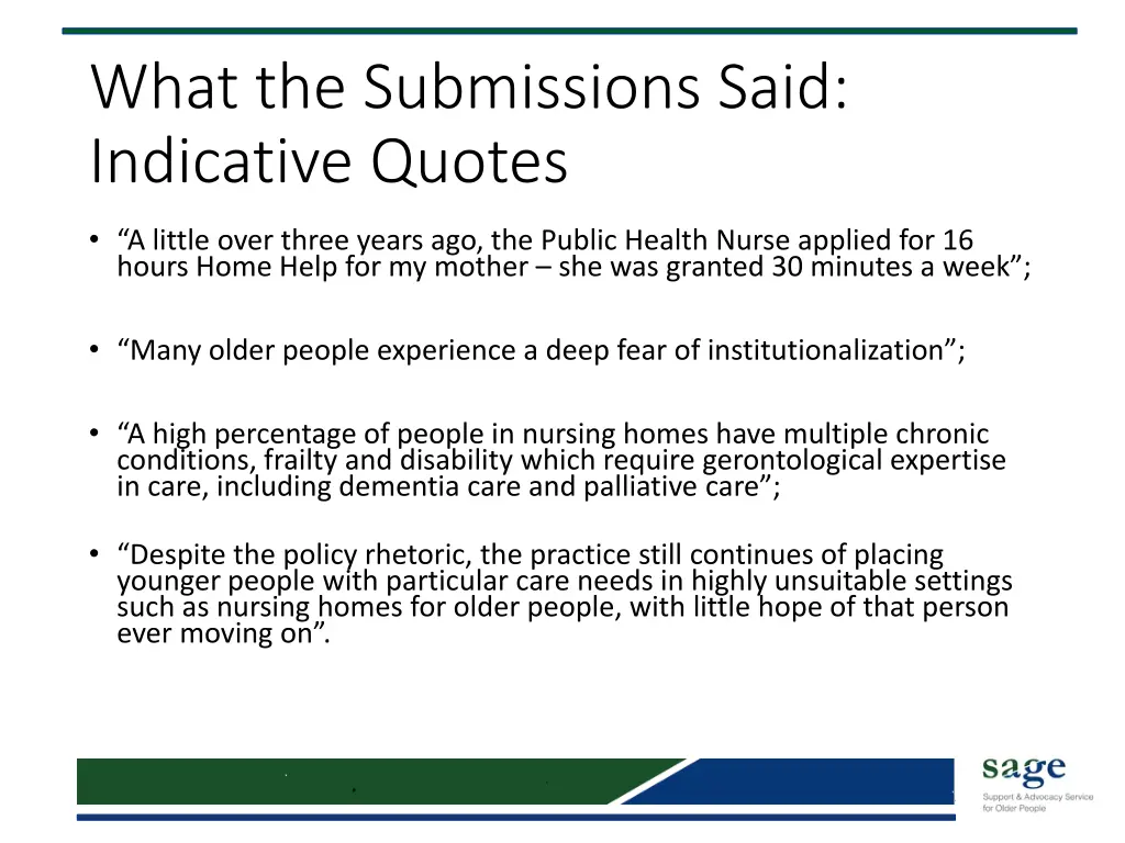 what the submissions said indicative quotes 2