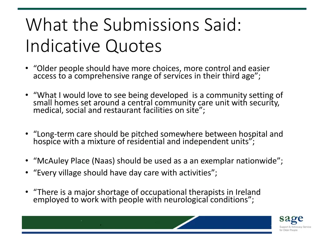what the submissions said indicative quotes