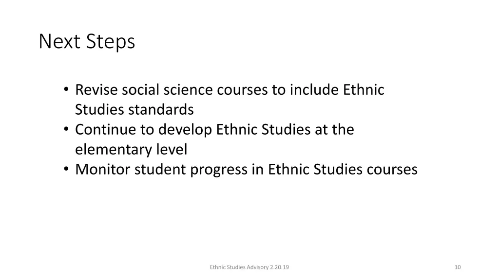 next steps