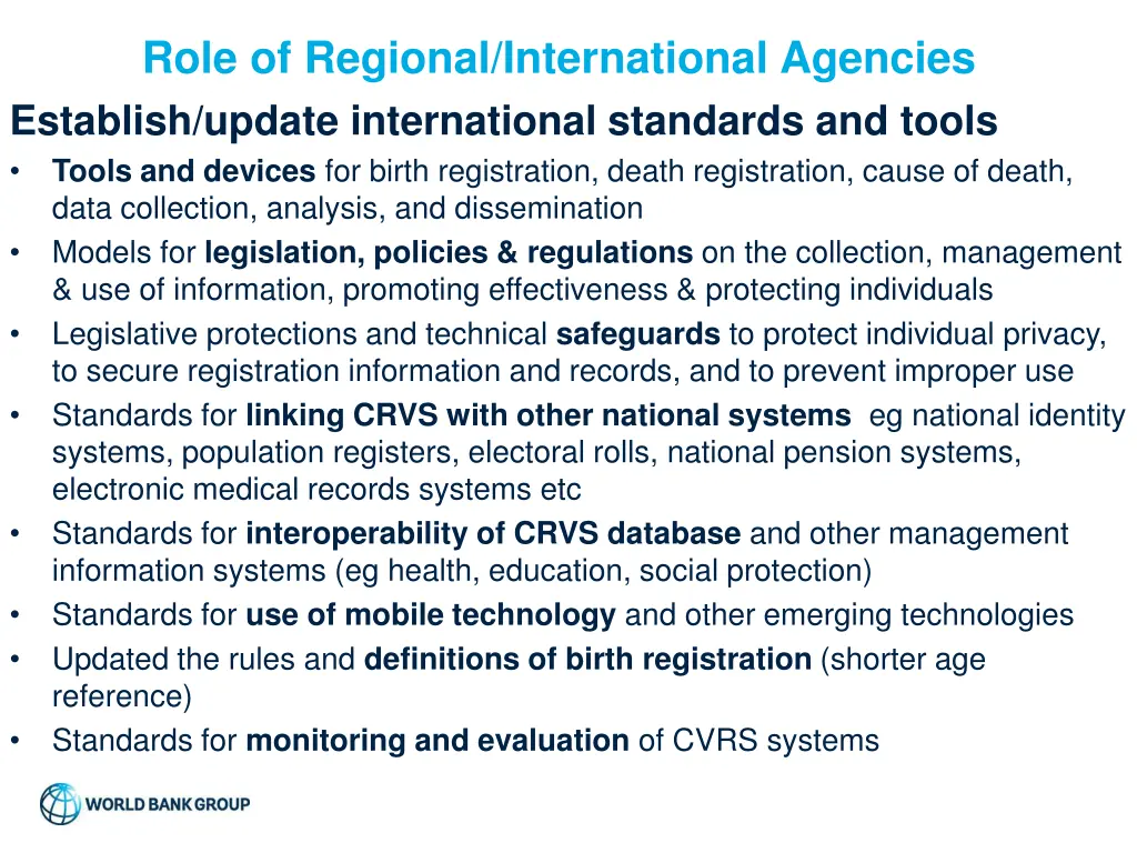 role of regional international agencies establish