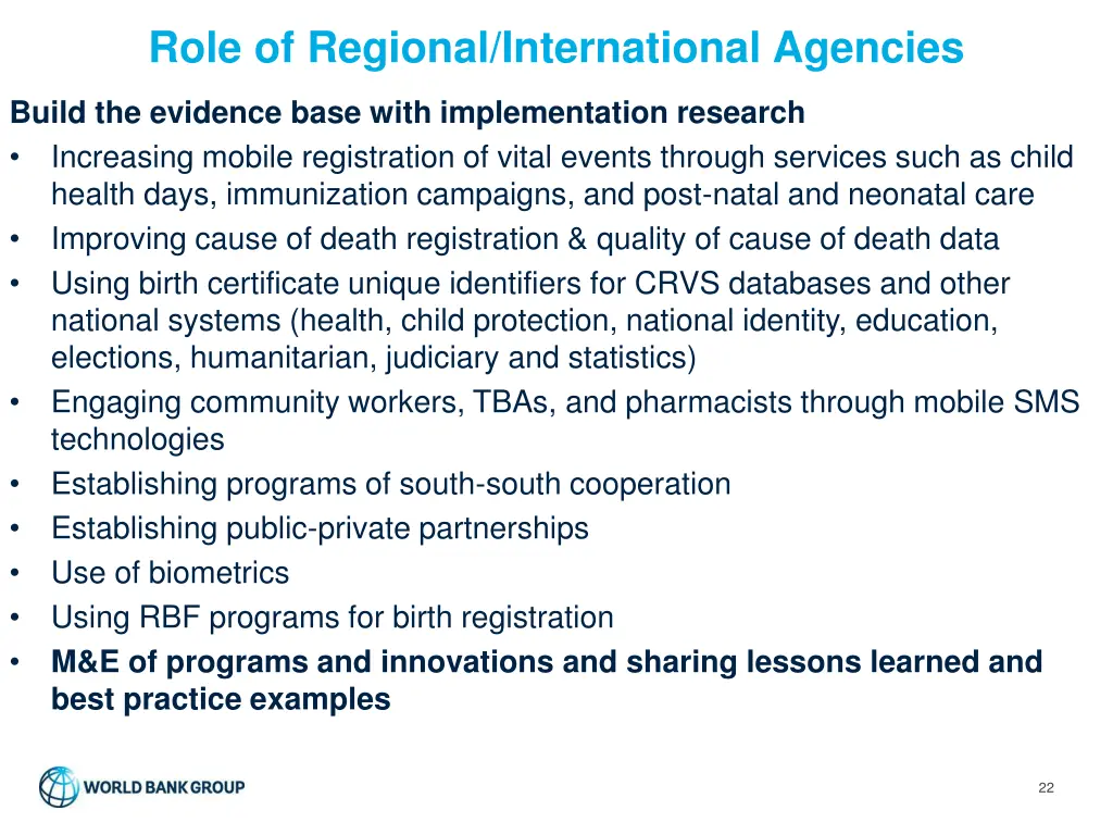 role of regional international agencies