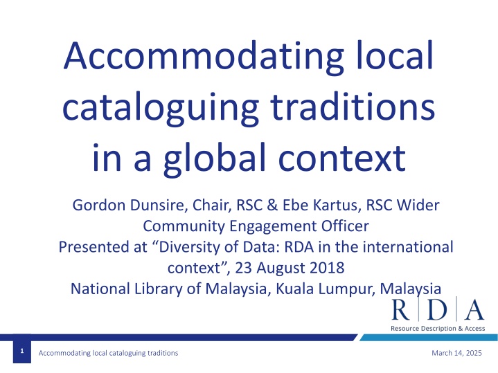 accommodating local cataloguing traditions