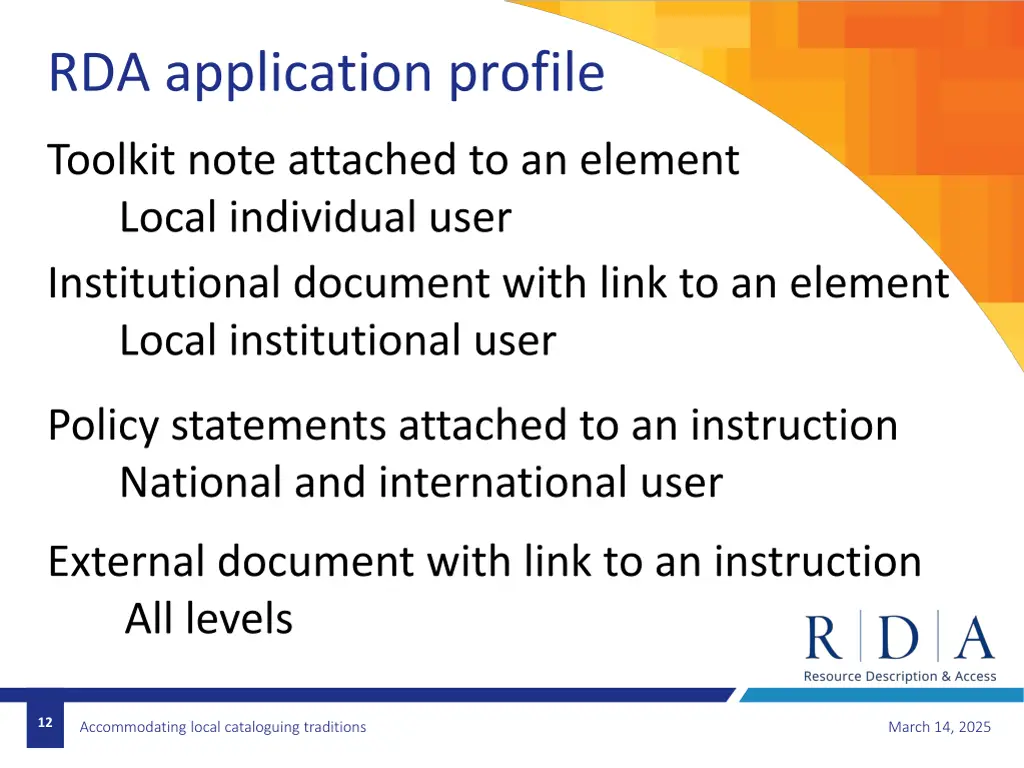 rda application profile