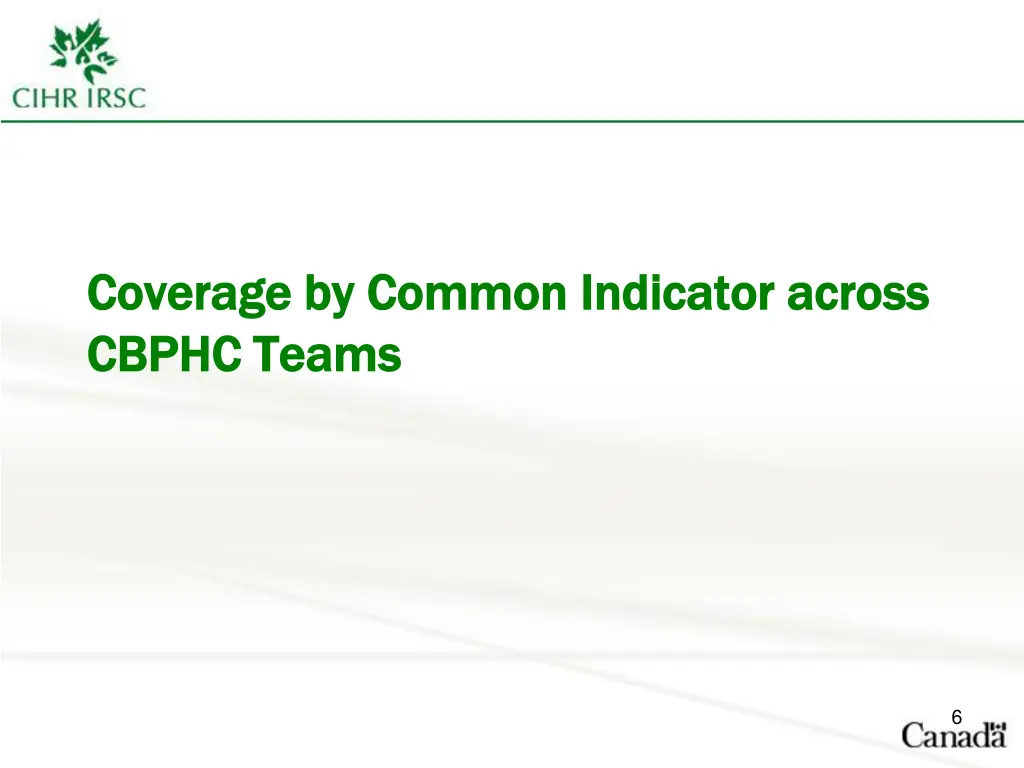 coverage by common indicator across coverage