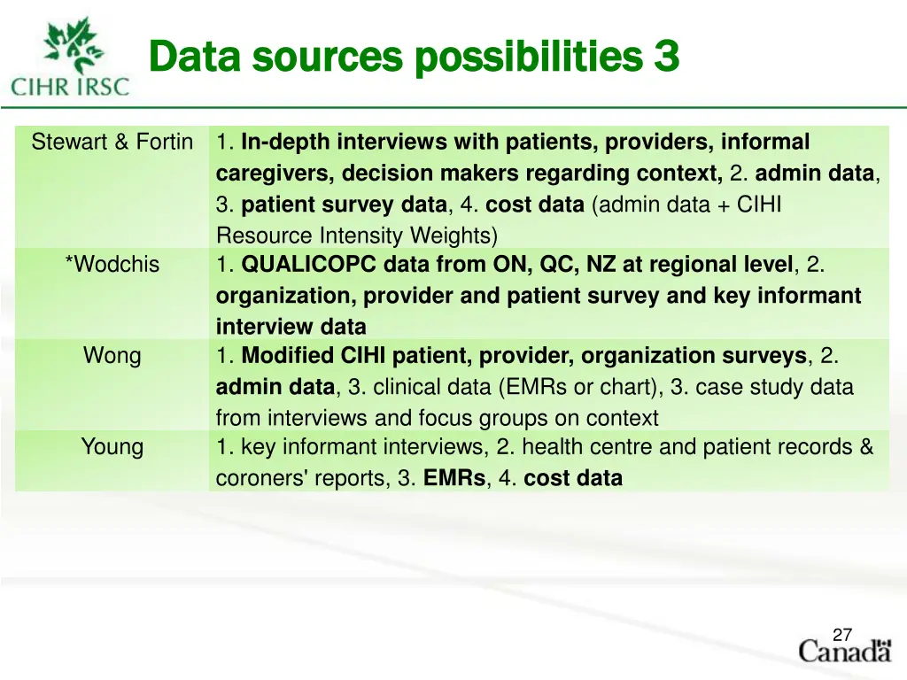 data sources possibilities 3 data sources