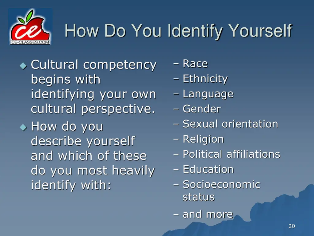 how do you identify yourself