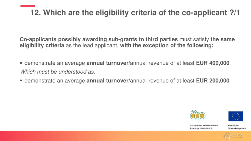 12 which are the eligibility criteria