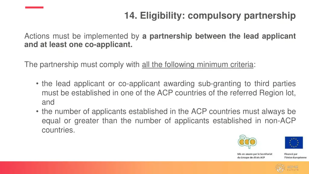 14 eligibility compulsory partnership