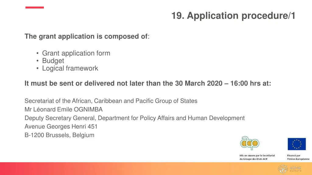 19 application procedure 1
