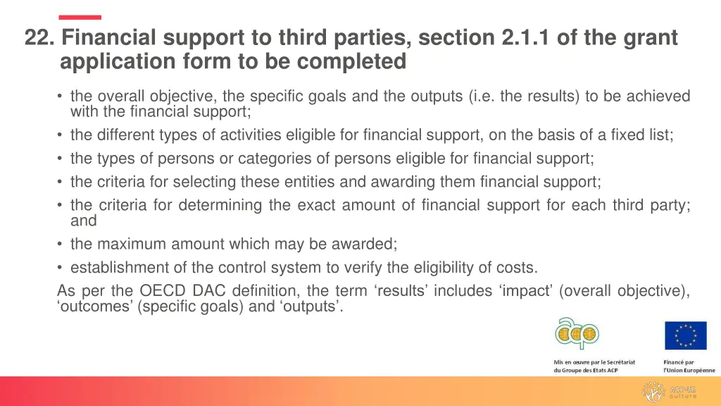 22 financial support to third parties section