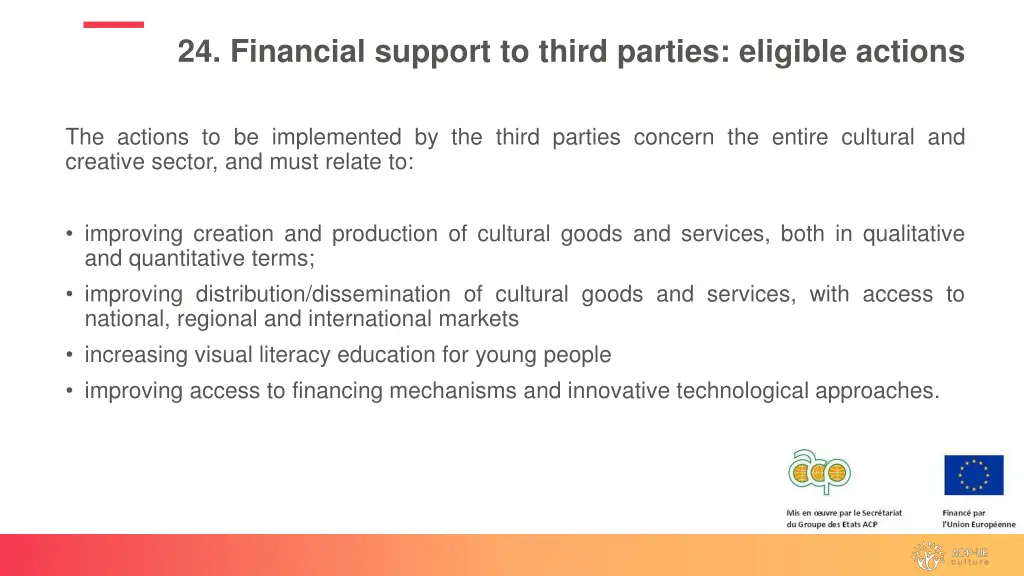 24 financial support to third parties eligible