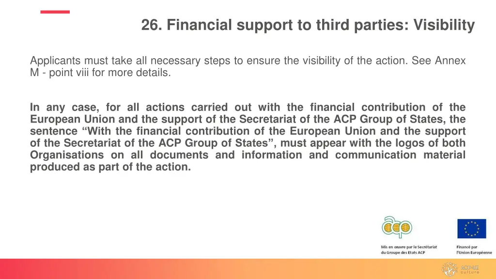 26 financial support to third parties visibility