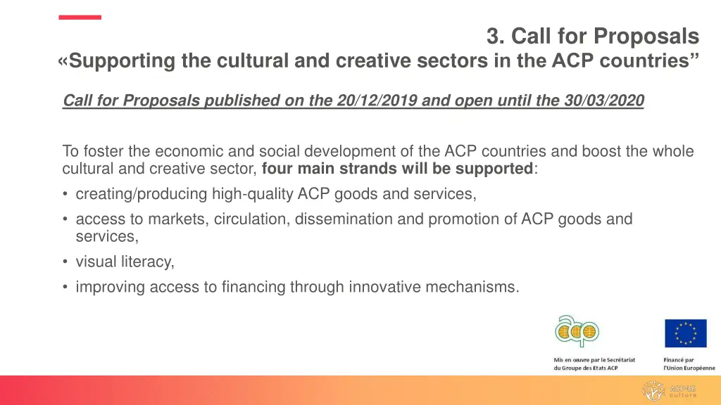 3 call for proposals