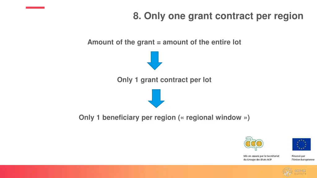 8 only one grant contract per region